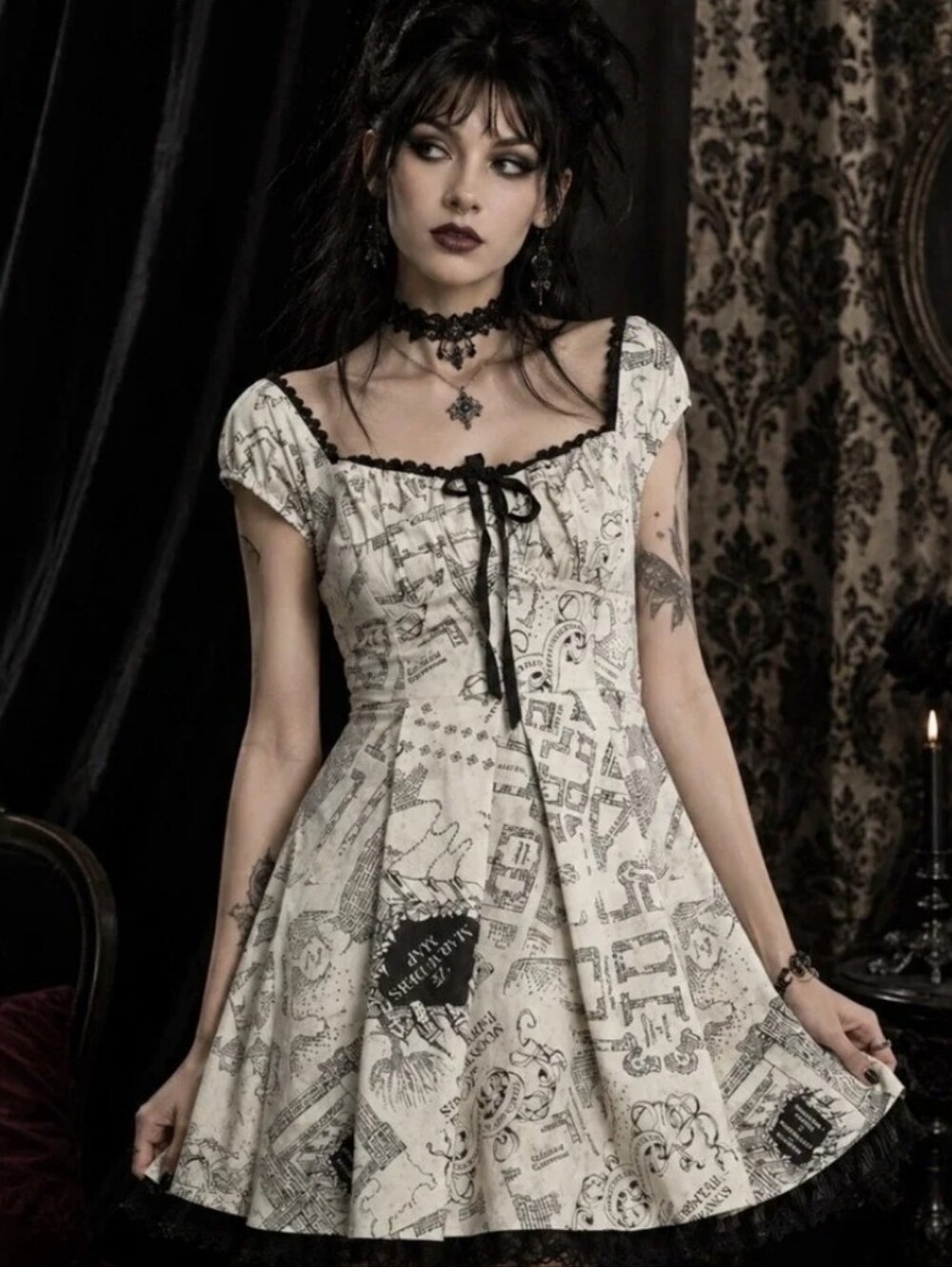 Harry Potter Hot Topic Marauder's Map Fit And Flare Dress Size XS